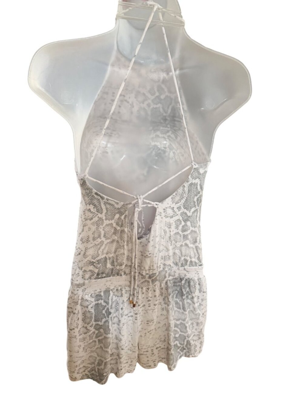 Tart Snake Print Halter Romper With Open Back Adjustable Tie Straps Size S - Picture 4 of 9